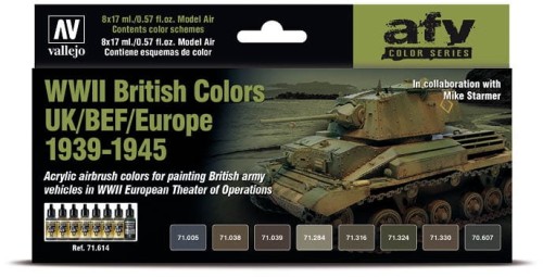 Przejdź do produktu Vallejo: 71.614 - AFV - WWII British Colors UK/BEF/Europe 1939-1945 (8x17 ml)