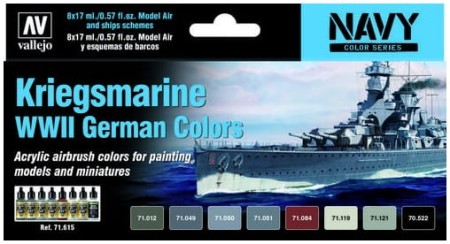 Vallejo: 71.615 - Navy - Kriegsmarine WWII German Colors (8x17 ml)