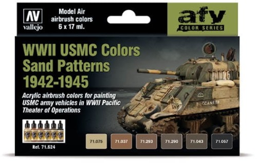 Przejdź do produktu Vallejo: 71.624 - AFV - WWII USMC Colors Sand Patterns 1942-1945 (6x17 ml)