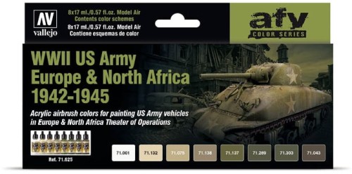 Przejdź do produktu Vallejo: 71.625 - AFV - WWII US Army Europe & North Africa 1942-1945 (8x17 ml)