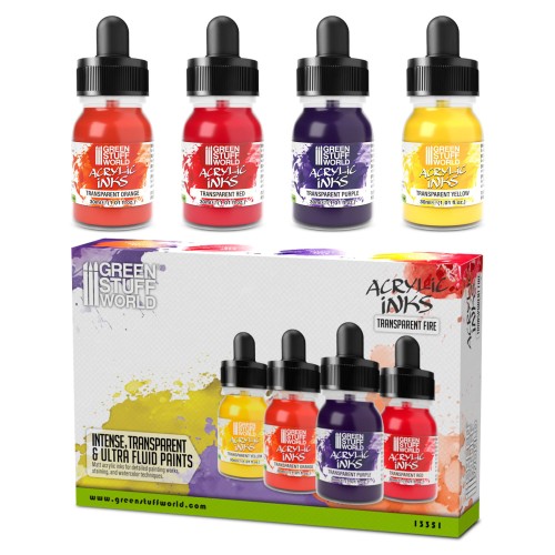Przejdź do produktu Acrylic Inks Set - Transparent Fire (x4)